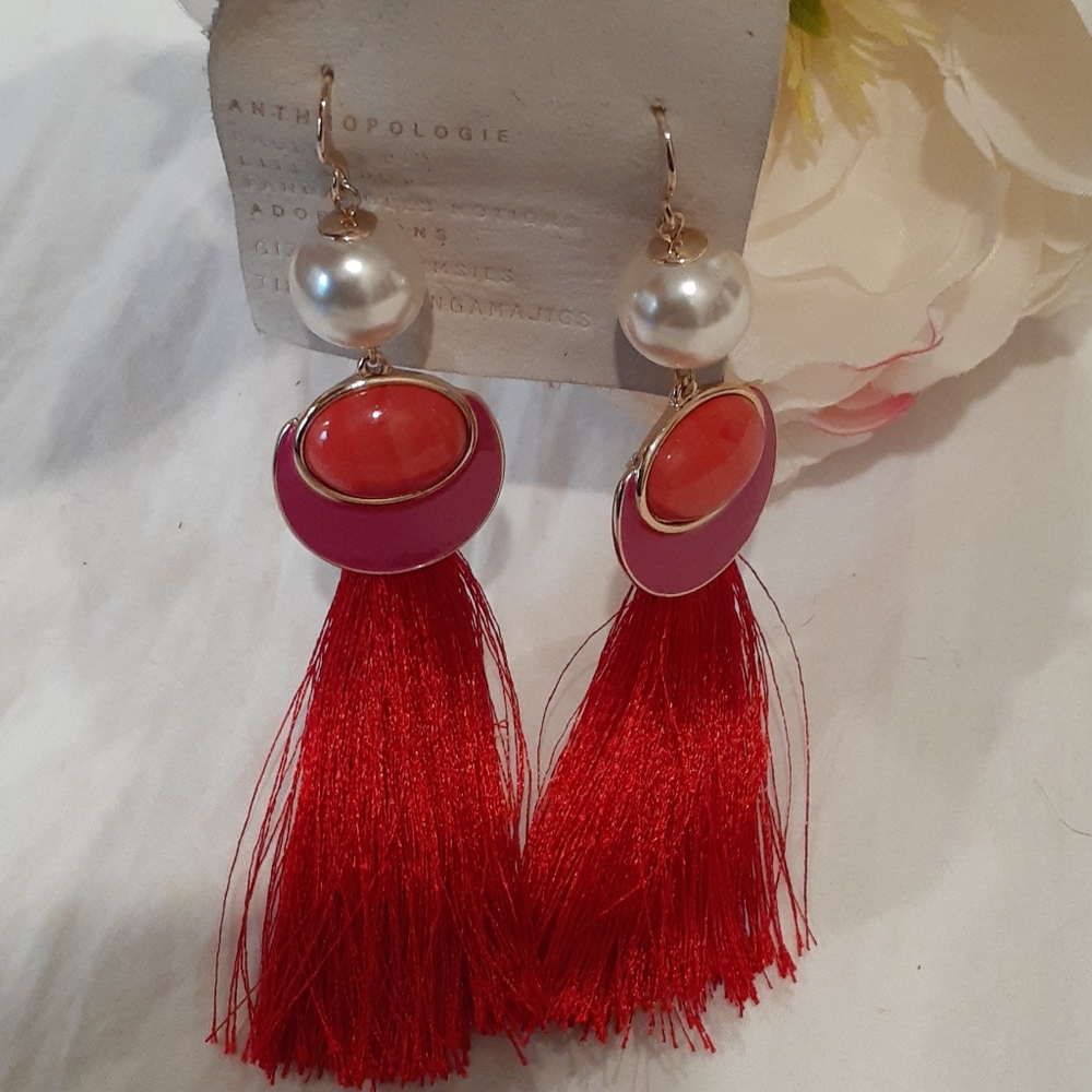 Anthr0plogie pearled tassel earrings